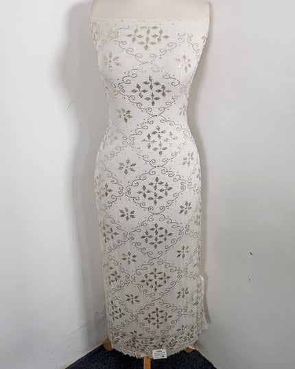 Handmade Full Jaal Golden Mukesh Work Pure China Crinkle 2Pc (Dyeable)