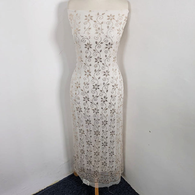 Pure China Crinkle with Handmade Full Jaal Golden Mukesh Work  2Pc (Dyeable)