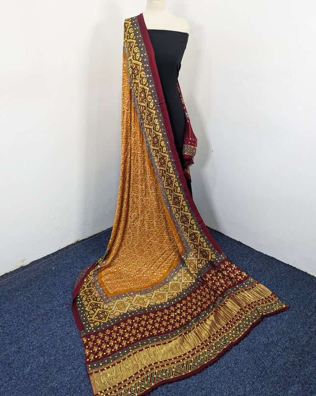 Fancy Pure Indian Gajji Silk with Mukesh Work Dupatta (Ready To Wear)
