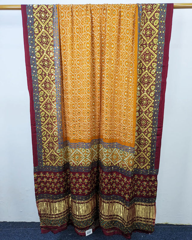 Fancy Pure Indian Gajji Silk with Mukesh Work Dupatta (Ready To Wear)