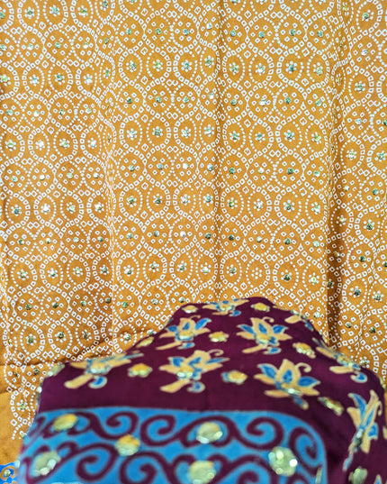 Fancy Pure Indian Gajji Silk with Mukesh Work Dupatta (Ready To Wear)