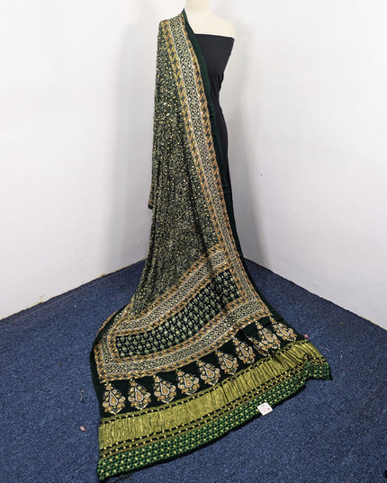 Pure Indian Gajji Silk with Handmade Mukesh Work Dupatta