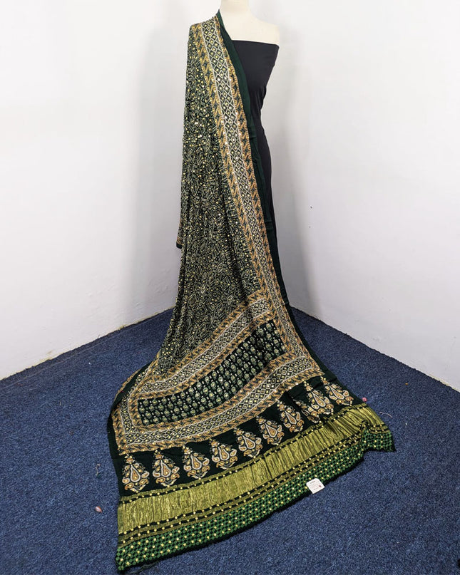 Pure Indian Gajji Silk with Handmade Mukesh Work Dupatta