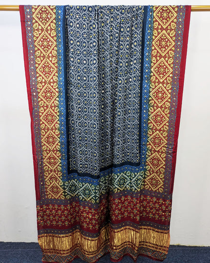 Handmade Mukesh Work Pure Indian Gajji Silk Dupatta (Ready To Wear)