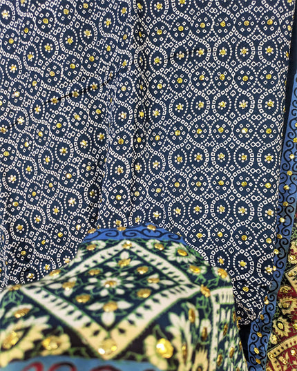 Handmade Mukesh Work Pure Indian Gajji Silk Dupatta (Ready To Wear)