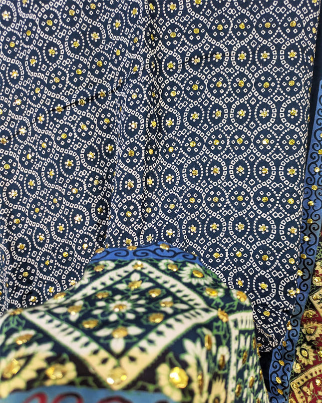 Handmade Mukesh Work Pure Indian Gajji Silk Dupatta (Ready To Wear)