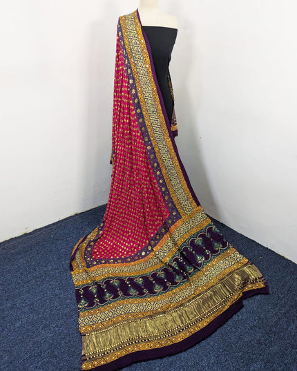 Fancy Pure Indian Gajji Silk with Mukesh Work Dupatta (Ready To Wear)