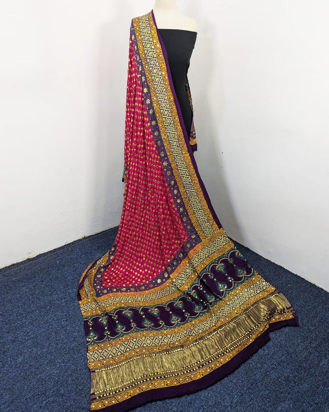 Fancy Pure Indian Gajji Silk with Mukesh Work Dupatta (Ready To Wear)