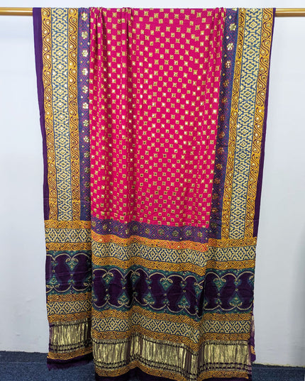 Fancy Pure Indian Gajji Silk with Mukesh Work Dupatta (Ready To Wear)