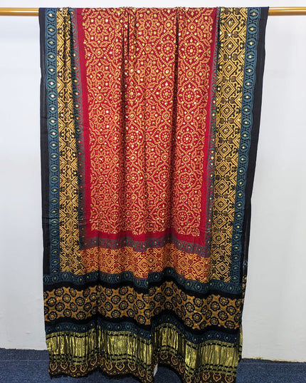Pure Indian Gajji Silk with Handmade Mukesh Work Dupatta