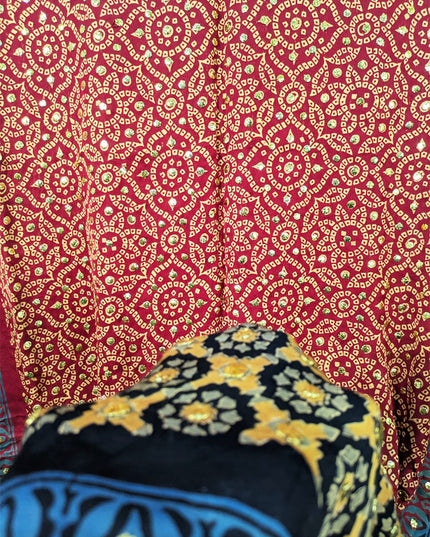 Pure Indian Gajji Silk with Handmade Mukesh Work Dupatta