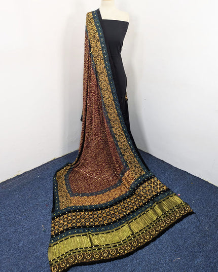 Handmade Mukesh Work Pure Indian Gajji Silk Dupatta (Ready To Wear)