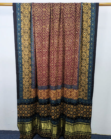 Handmade Mukesh Work Pure Indian Gajji Silk Dupatta (Ready To Wear)