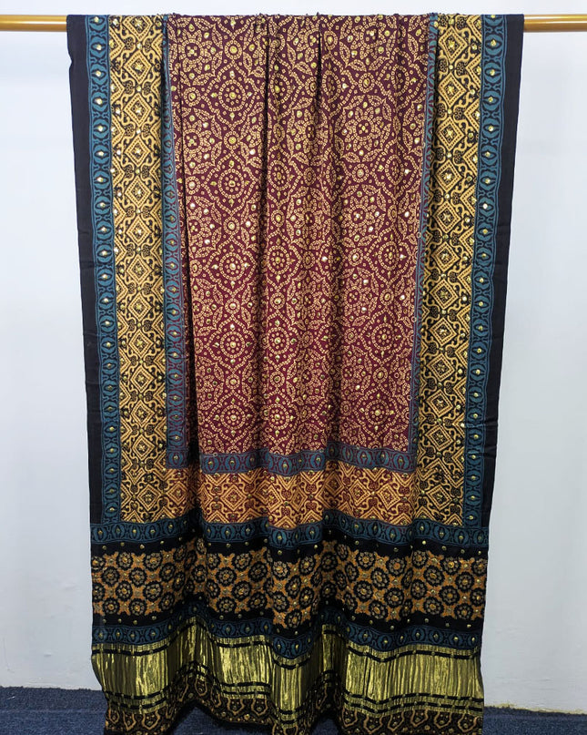 Handmade Mukesh Work Pure Indian Gajji Silk Dupatta (Ready To Wear)