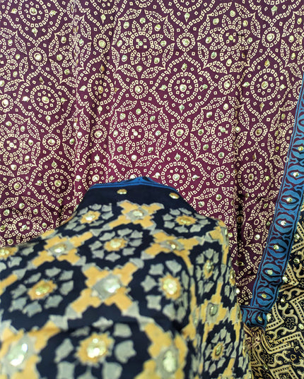 Handmade Mukesh Work Pure Indian Gajji Silk Dupatta (Ready To Wear)