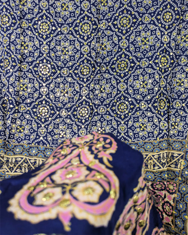 Fancy Pure Indian Gajji Silk with Mukesh Work Dupatta (Ready To Wear)