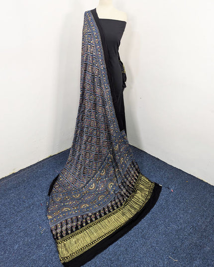 Premium Pure Indian Gajji Silk with Block Print Work Dupatta
