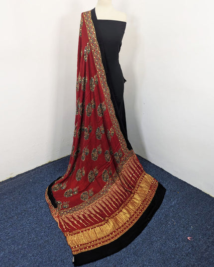 Premium Pure Indian Gajji Silk with Block Print Work Dupatta