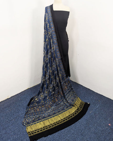 Pure Indian Gajji Silk with Block Print Work Dupatta (Ready To Wear)