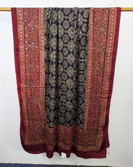 Handmade Mukesh + Printed Work Silk Dupatta (Ready To Wear)