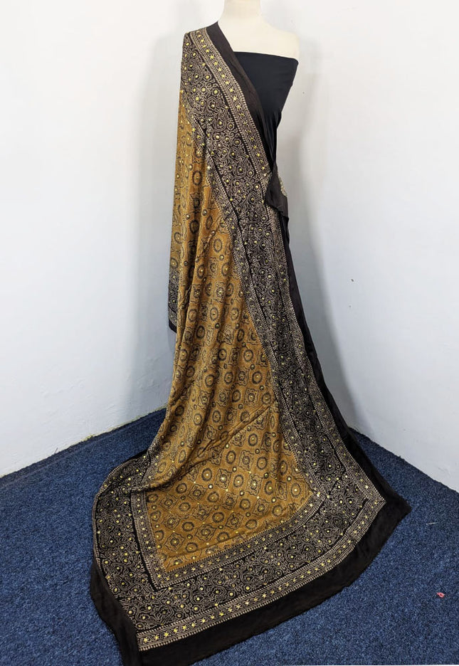 Fancy Silk with Handmade Mukesh + Printed Work Dupatta