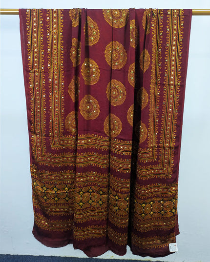 Fancy Silk with Handmade Mukesh + Printed Work Dupatta
