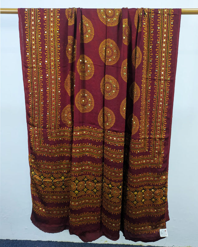 Fancy Silk with Handmade Mukesh + Printed Work Dupatta