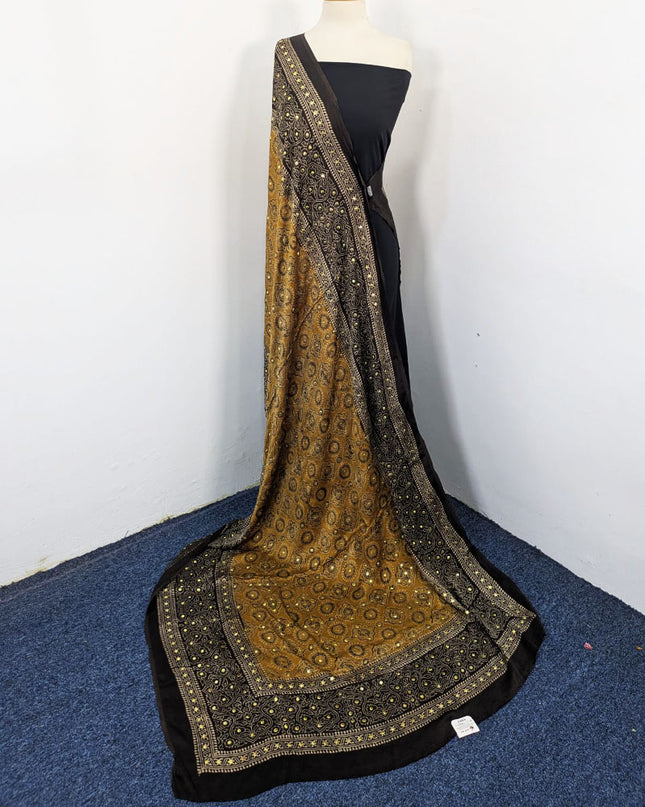 Fancy Silk with Handmade Mukesh + Printed Work Dupatta