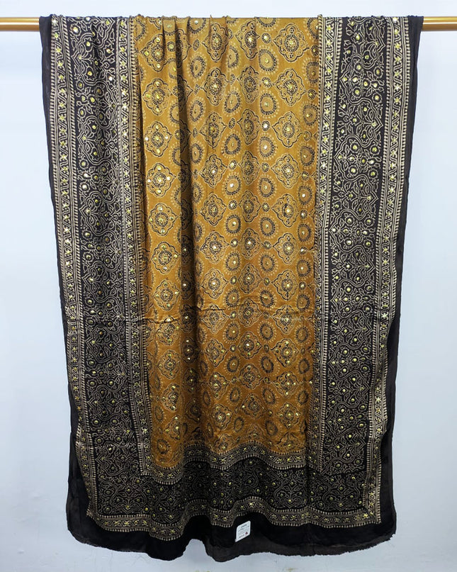 Fancy Silk with Handmade Mukesh + Printed Work Dupatta
