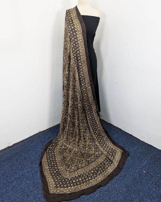 Premium Silk with Handmade Mukesh + Printed Work Dupatta