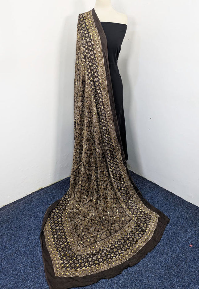 Premium Silk with Handmade Mukesh + Printed Work Dupatta