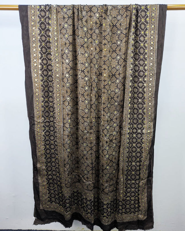 Premium Silk with Handmade Mukesh + Printed Work Dupatta