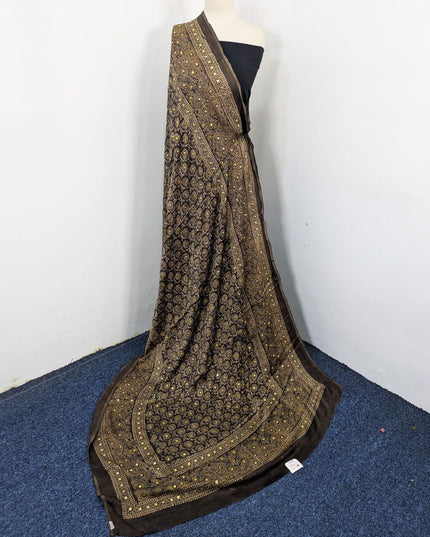 Silk with Handmade Mukesh + Printed Work Dupatta (Ready To Wear)