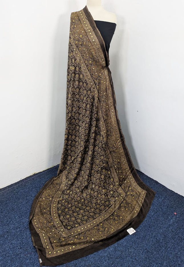 Silk with Handmade Mukesh + Printed Work Dupatta (Ready To Wear)