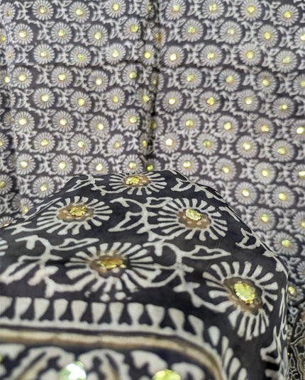 Silk with Handmade Mukesh + Printed Work Dupatta (Ready To Wear)