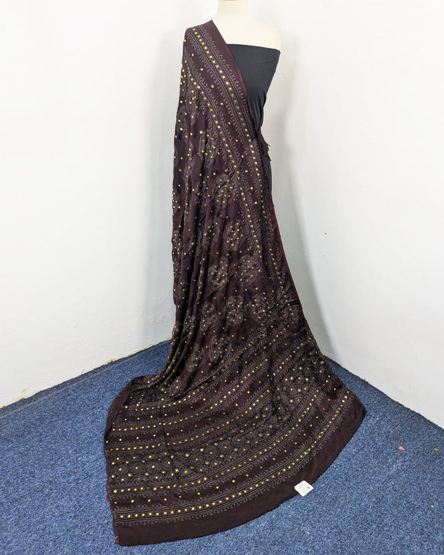 Fancy Silk with Handmade Mukesh + Printed Work Dupatta