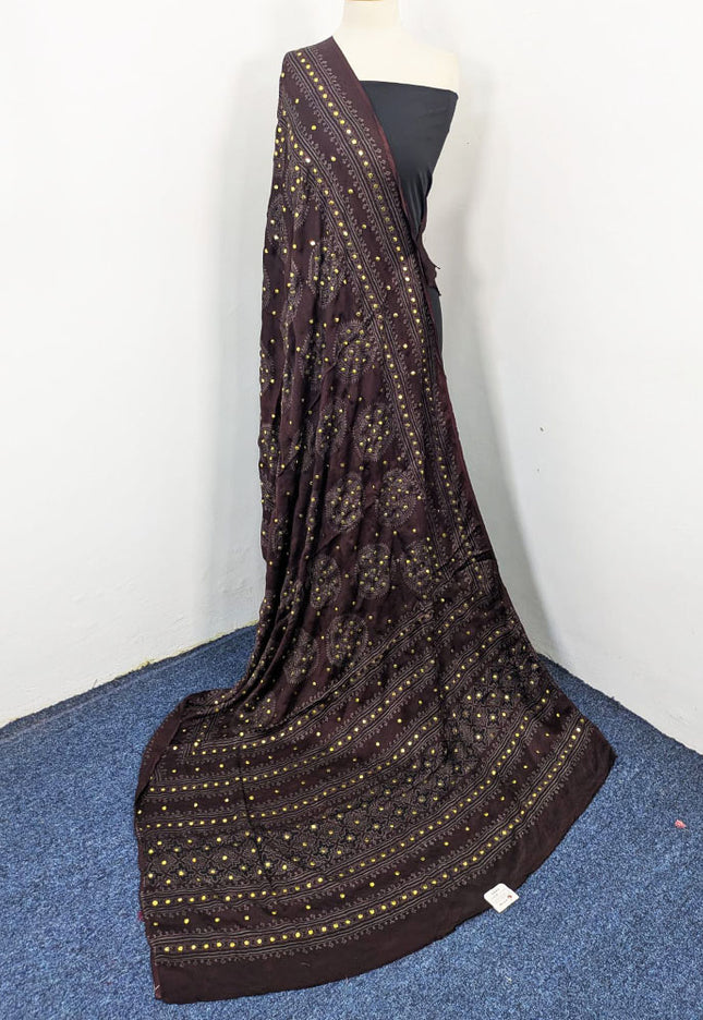 Fancy Silk with Handmade Mukesh + Printed Work Dupatta