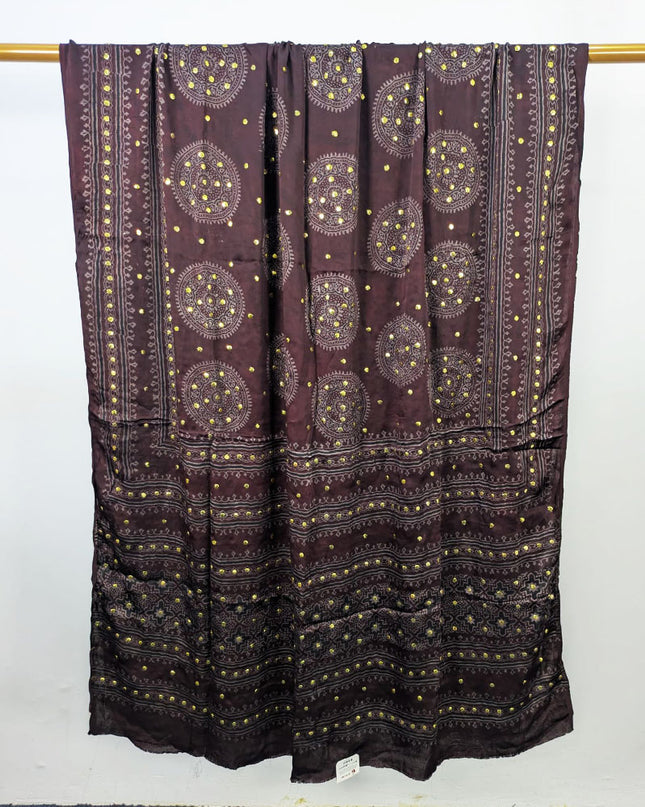 Fancy Silk with Handmade Mukesh + Printed Work Dupatta