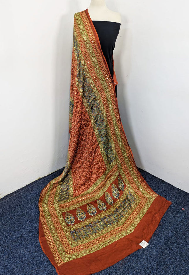 Premium Silk with Handmade Mukesh + Printed Work Dupatta