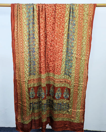 Premium Silk with Handmade Mukesh + Printed Work Dupatta