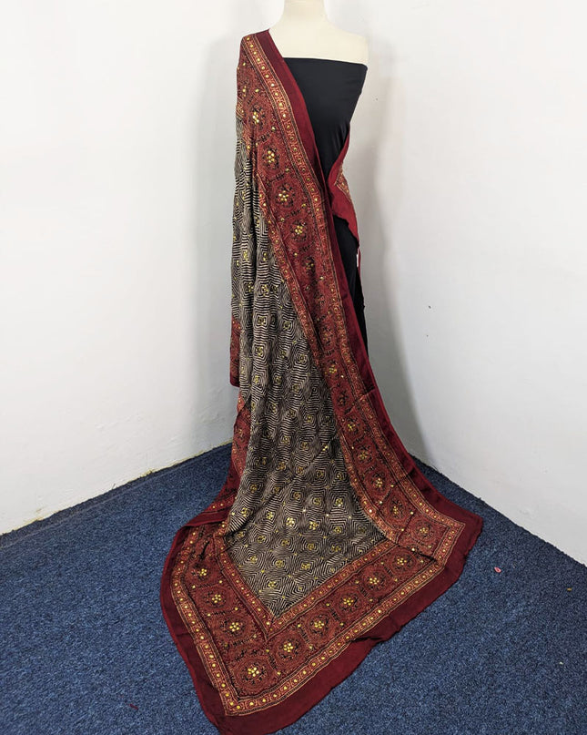 Fancy Silk with Handmade Mukesh + Printed Work Dupatta