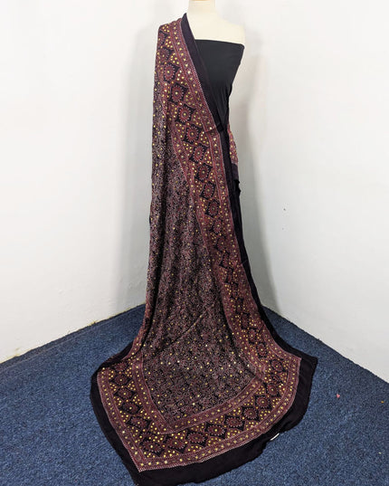 Silk with Handmade Mukesh + Printed Work Dupatta (Ready To Wear)