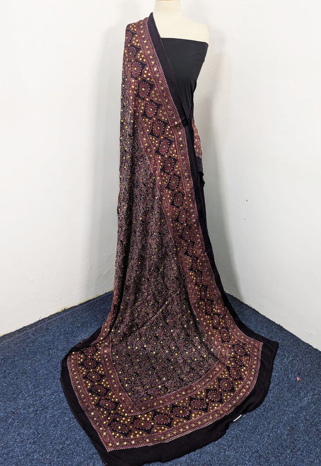Silk with Handmade Mukesh + Printed Work Dupatta (Ready To Wear)