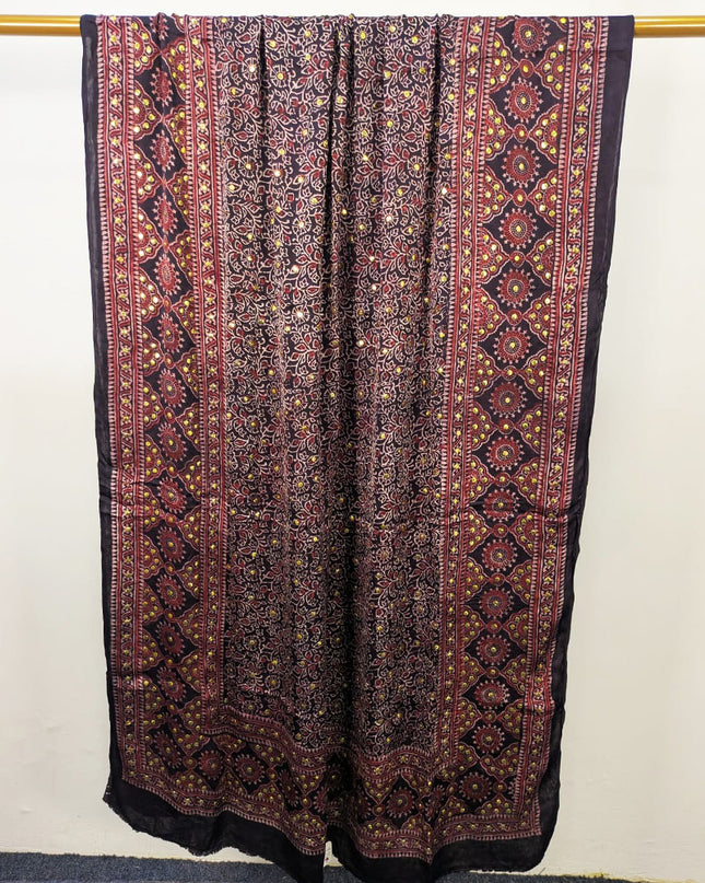 Silk with Handmade Mukesh + Printed Work Dupatta (Ready To Wear)