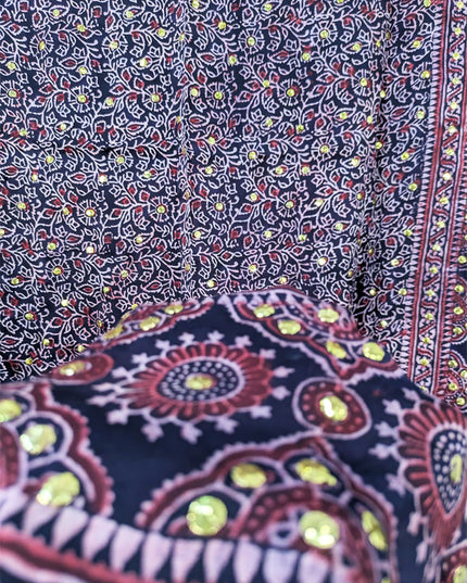 Silk with Handmade Mukesh + Printed Work Dupatta (Ready To Wear)