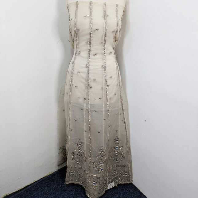 Organza with Handmade Gotta Work Frock 2Pc Unstitched (Dyeable in All Colors)