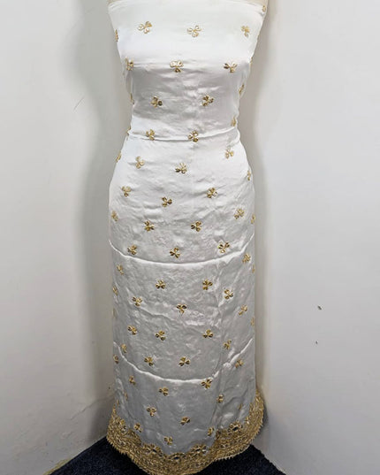 Handmade Golden Gotta + Mirror Work Silk Shirt Dupatta 2Pc Unstitched