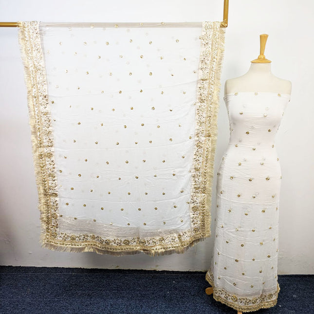 Bamber Chiffon with Handmade Gotta + Sitara Work 2Pc Unstitched (Dyeable)