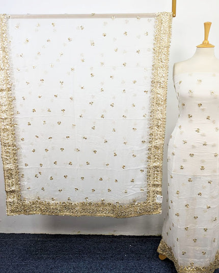 Bamber Chiffon with Handmade Gotta + Sitara Work 2Pc Unstitched (Dyeable)