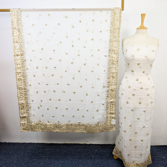 Bamber Chiffon with Handmade Gotta + Sitara Work 2Pc Unstitched (Dyeable)